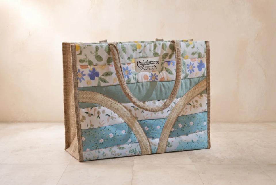 Handmade Coastal Floral Silver Thatch Handbag Size L