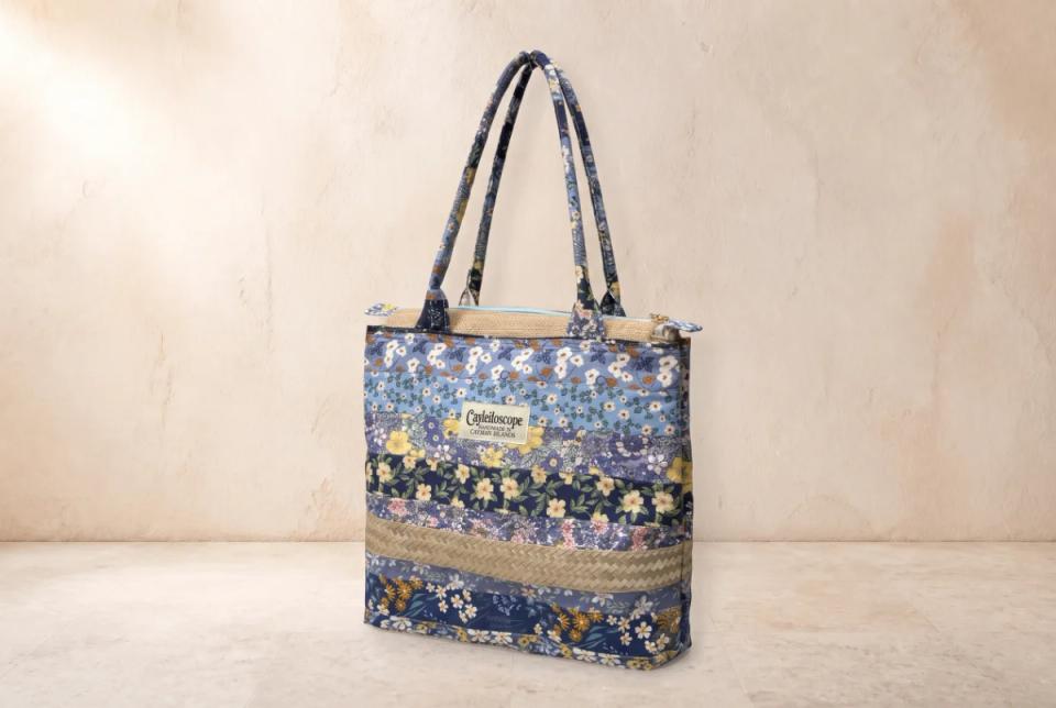 Blue Floral Silver Thatch Tall Shoulder Tote