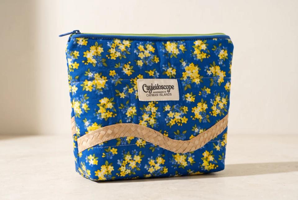 Cobalt Sunflower Silver Thatch Zip Pouch