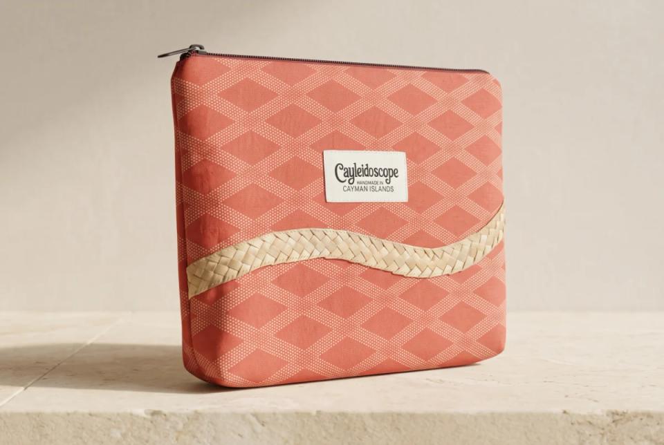 Coral Lattice Silver Thatch Zip Pouch