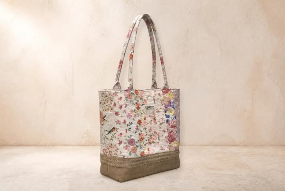 Light Floral Silver Thatch Tall Shoulder Tote