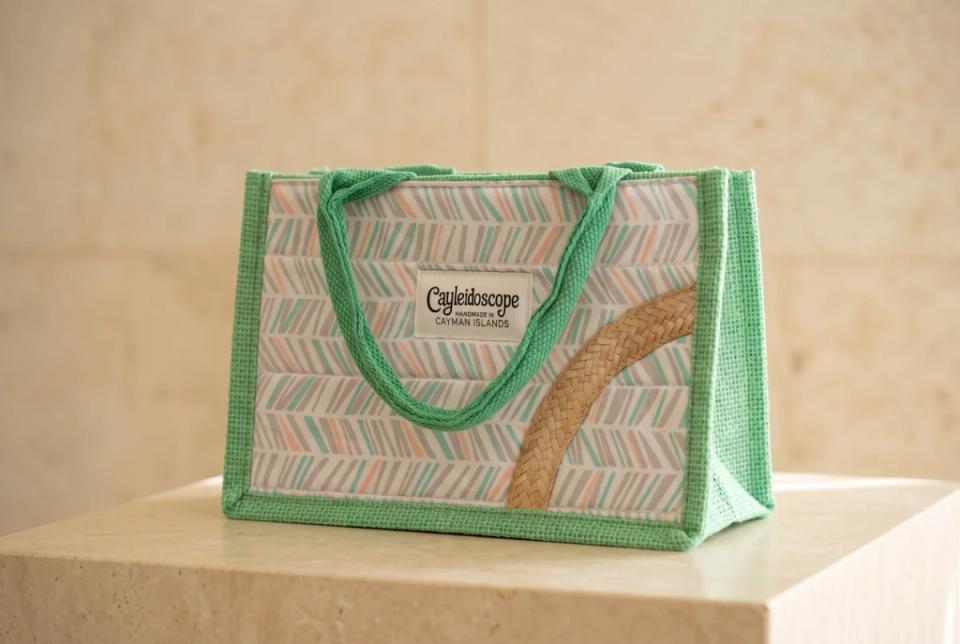 Mint Chevron Silver Thatch Mini Tote