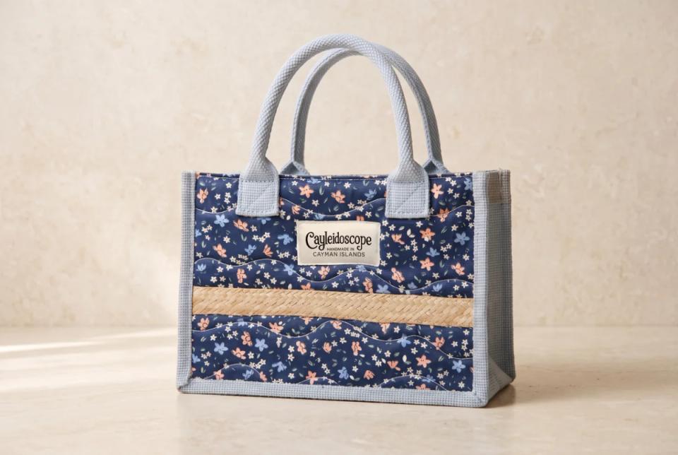 Navy Blossom Silver Thatch Mini Tote