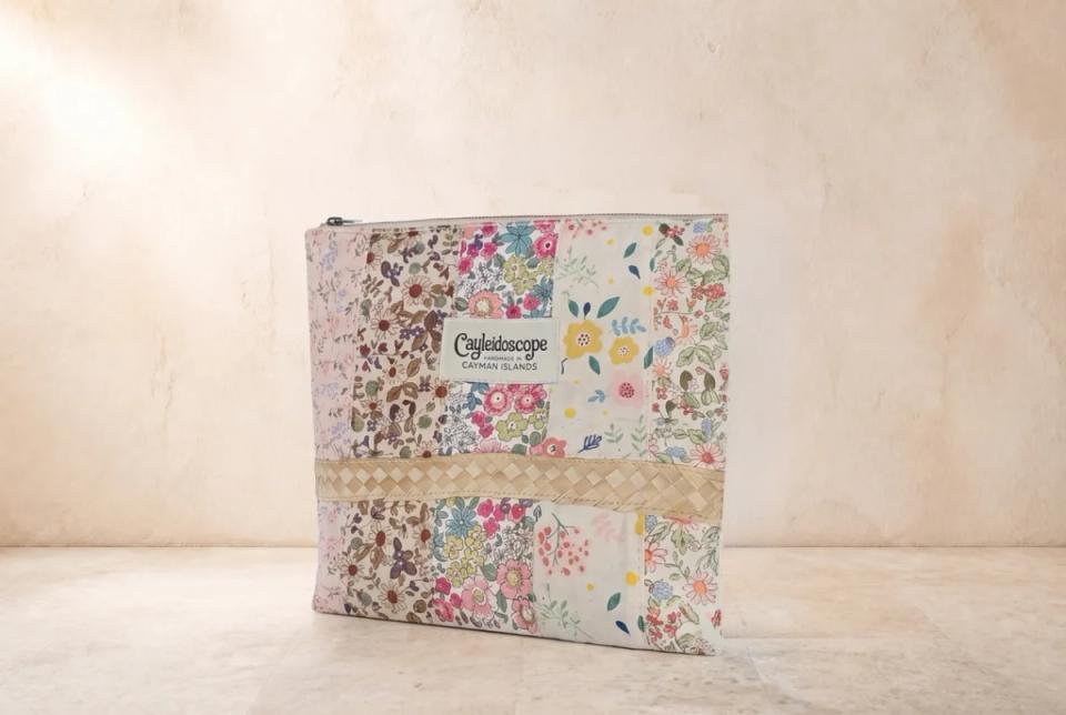 Pastel Floral Silver Thatch Zip Pouch