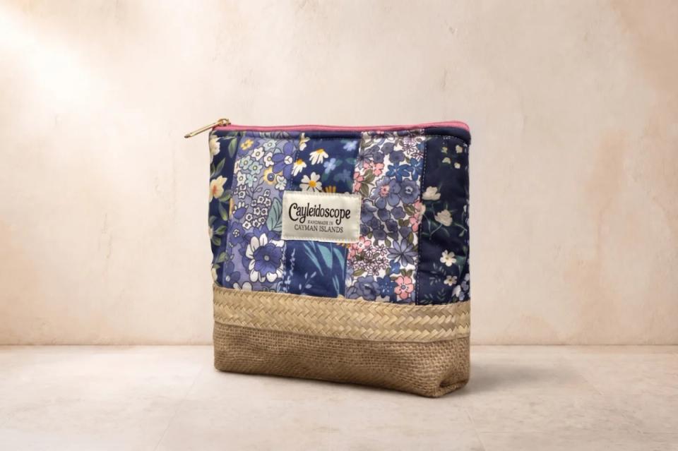 Navy Floral Silver Thatch Zip Pouch
