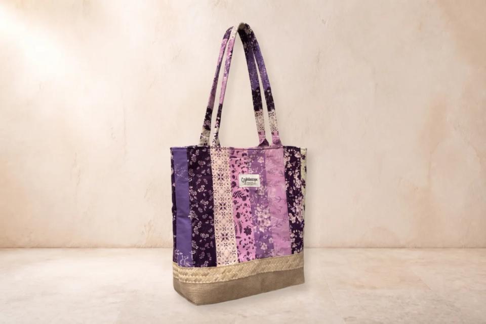 Purple Silver Thatch Tall Shoulder Tote