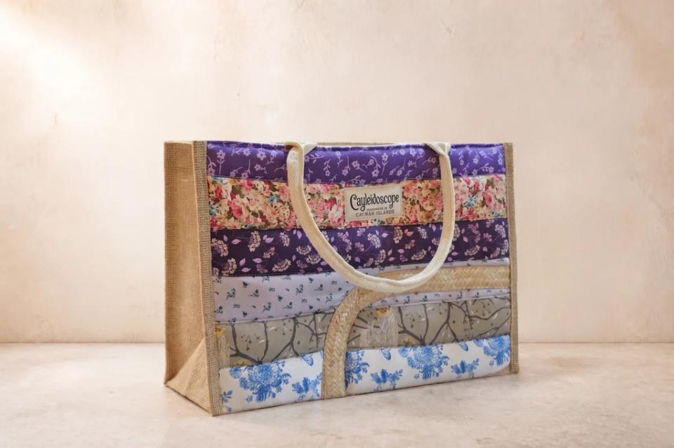 Purple Botanical Silver Thatch Patchwork Tote