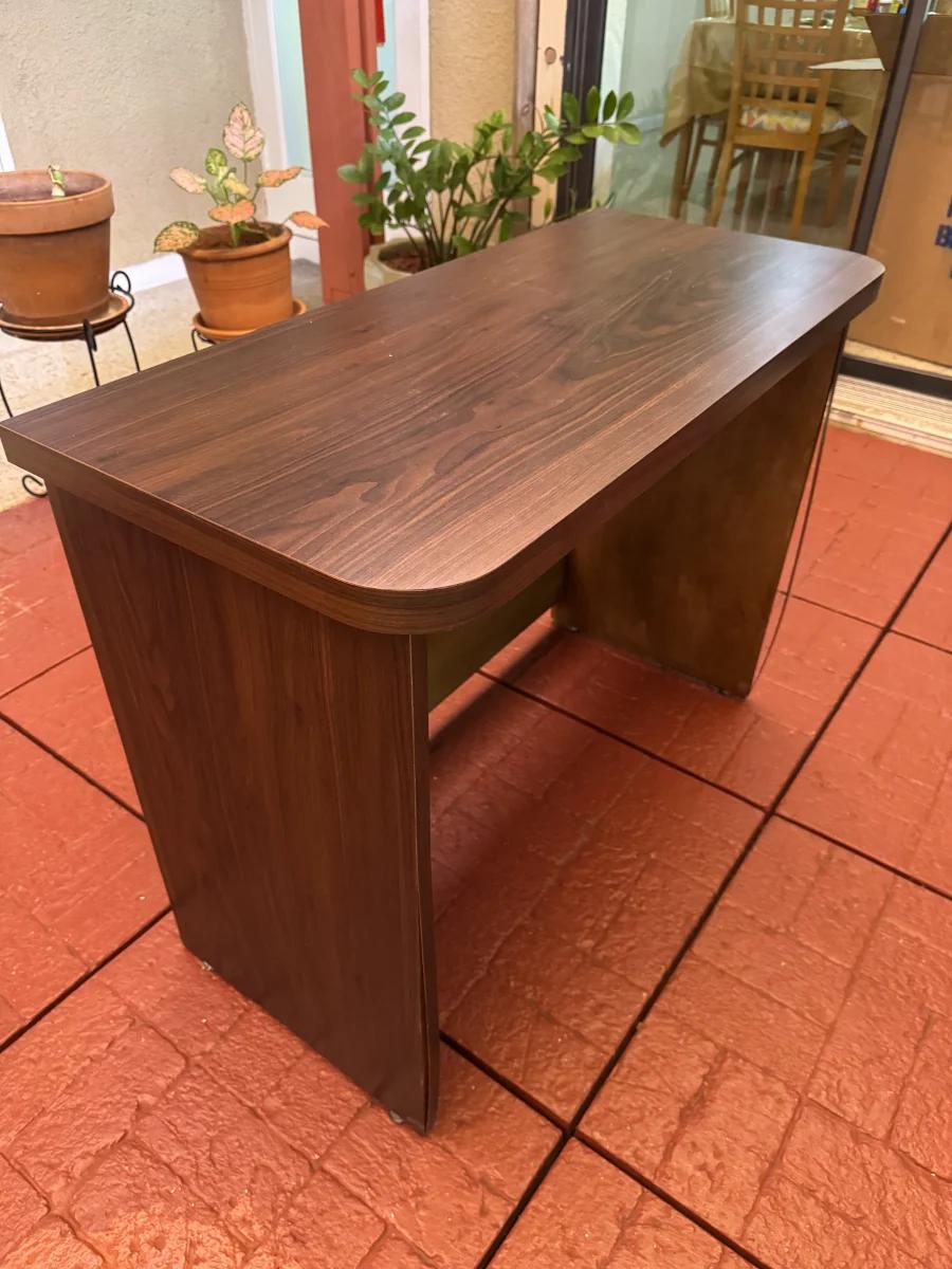 Walnut-Effect Laminate Desk with Panel Ends