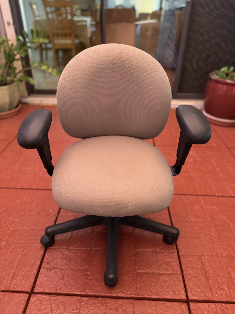 Office Task Chair, Beige Fabric with Adjustable Arms (Chair 2 of 2)
